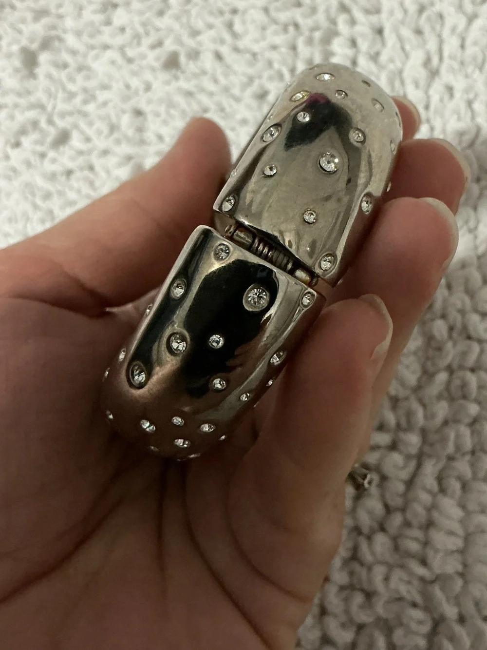 STRONGWATER STUDIOS Silvertone Hinged Clamper Bracelet Vintage